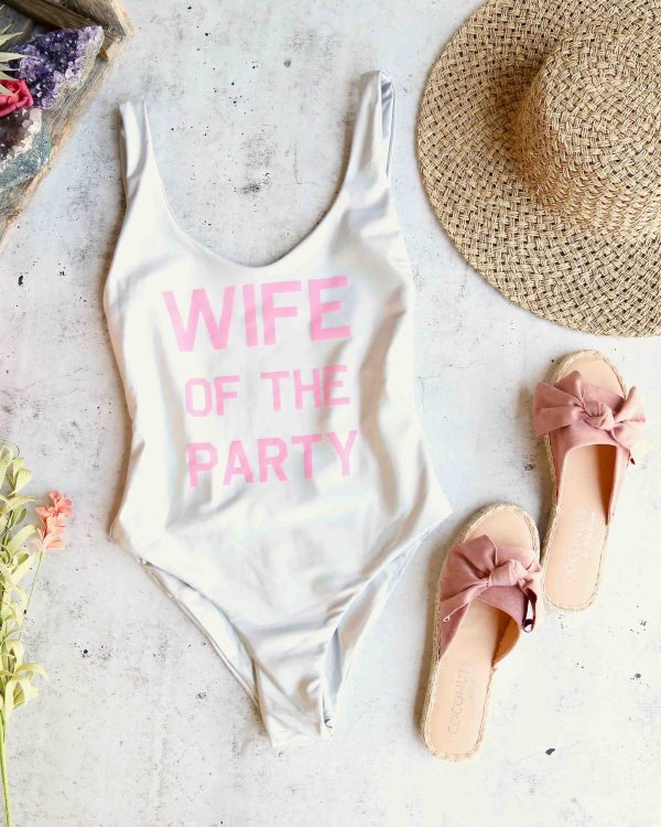 Wife of The Party Seamless U Back One Piece Bikini in Holographic Pink